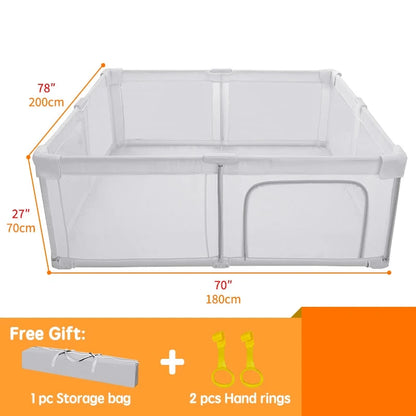 Babybox - Kinderbox - Speelbox - Opvouwbare - Draagbare - Metalen Speelbox - Schuim Bescherming - Veilig Baby - Stofdicht - Speeltuin - 180x200x70cm - Grijs