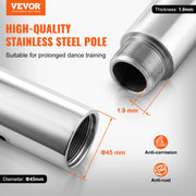Vevor - Dance Pole - Stripping Pole - Pole Dancing - Dance Bar - 45mm Heavy-Duty - Stainless Steel