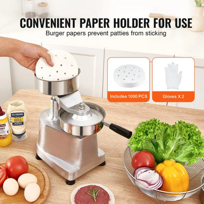 Professionele Hamburgerpers - Commerciële Hamburger Pers - Hamburger Maker - Manual Ronde Vlees - Keuken Machine - RVS - 5 Inch