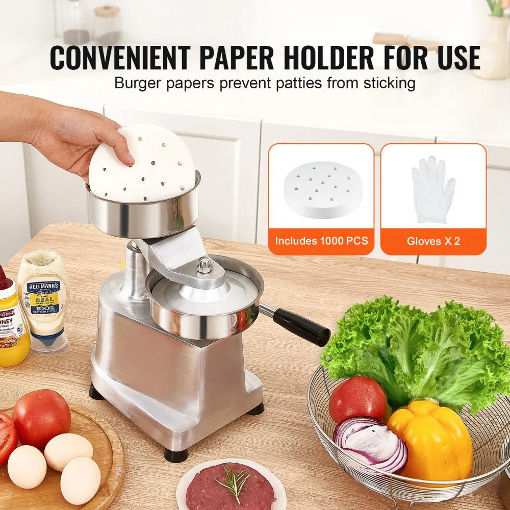Professionele Hamburgerpers - Commerciële Hamburger Pers - Hamburger Maker - Manual Ronde Vlees - Keuken Machine - RVS - 4 Inch