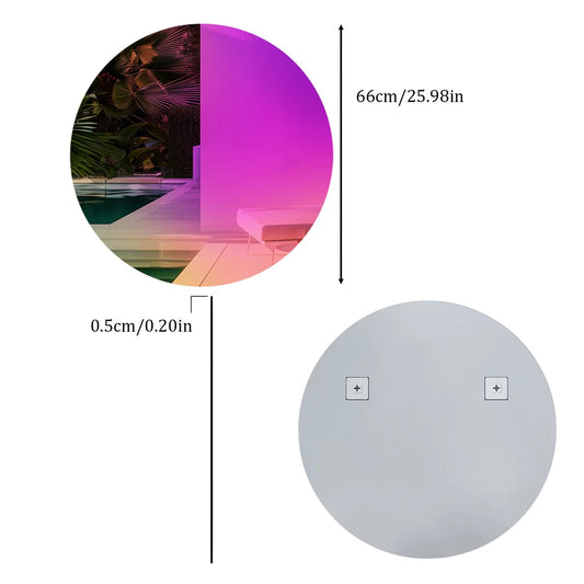 Wandspiegel – Spiegel – Muurspiegel – Ronde Spiegel – Glazen Spiegel – Iriserend Regenboog Effect – 100% Glas – Eenvoudig te Monteren