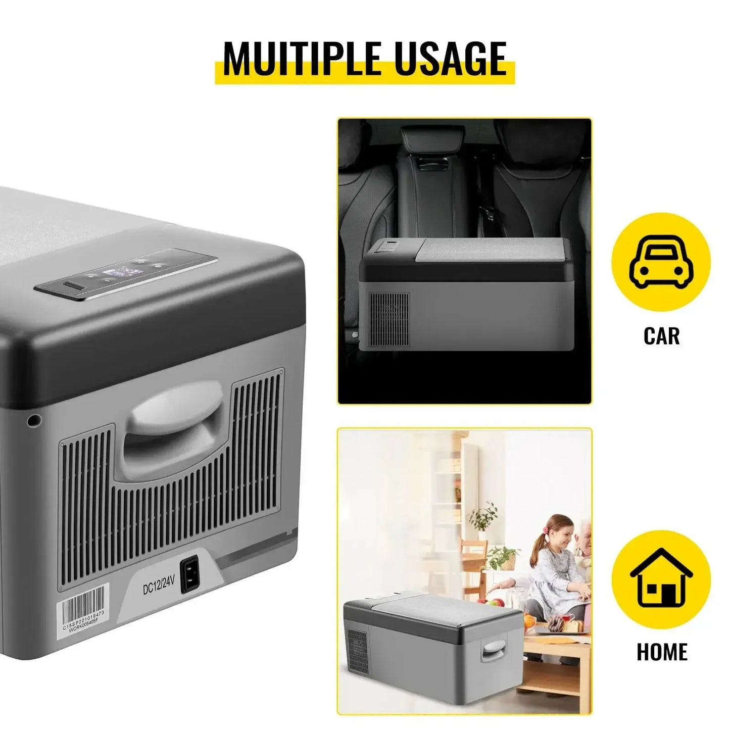 Sihao Mini Fridge Refrigerator Portable Car Freezer 12V/24V 15L/20L Compressor Cooler for Traveling Camping Outdoor Activities