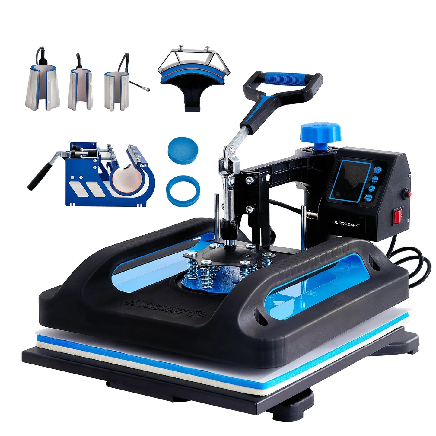 8-in-1 Transferpers - 12x15 Inch - Hittepers voor T-shirts, Mokken, Petten & Borden - 360° Draaibare Persarm - Digitale Dubbele Verwarming - Zwart