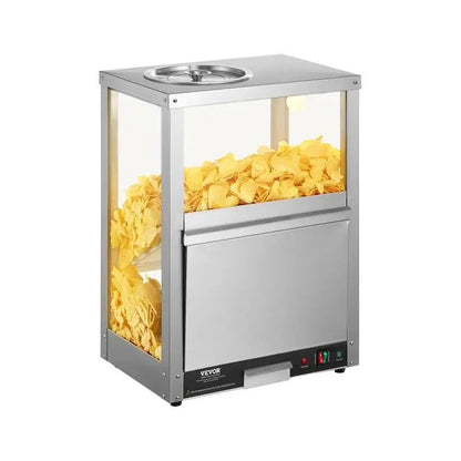 Nacho Warmer - Professional Chips Warmer - 230V - 200W - 84.5QT - Nacho Machine Deflection Board - Stainless Steel - Silver
