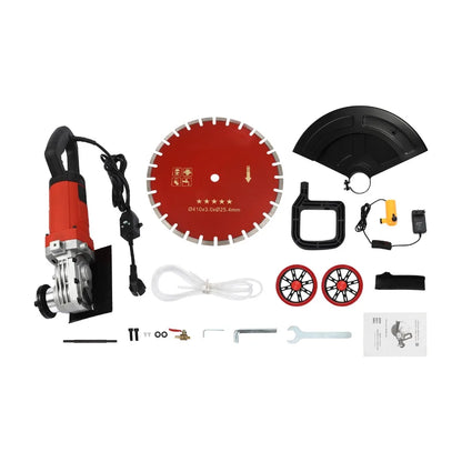 Elektrische Betonzaag - Betonfrees - Betonzagen -Steenzaagmachine - Muurfrees - Zaagmachine - 16 inch - 4000W - 3000 RPM - Nat/Droog Cirkelzaag - Stofvrije Snijmachine - met Wielen - voor Beton - Steen - en Baksteen - QUORE