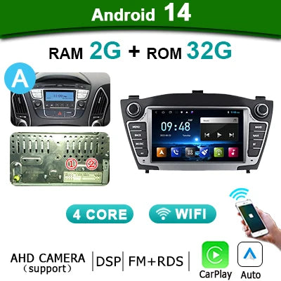 Android Auto Autoradio – Multimedia Speler – Auto Stereo – 2-Din Radio – Carplay Systeem – 7" Touchscreen – Android 14 OS – 8GB RAM 128GB Opslag