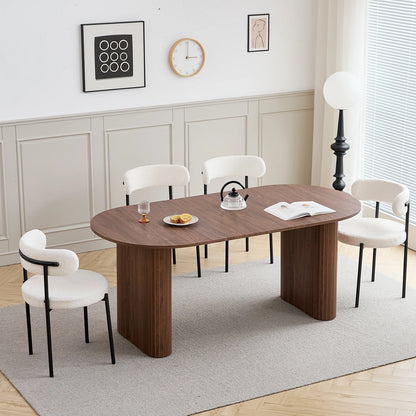 Oval Eettafel – Ovale Tafel – Scandinavische Eettafel – Houten Tafel – Eetkamer Tafel – Donkerbruin MDF – Geschikt Voor 6-8 Personen – 180x90 cm
