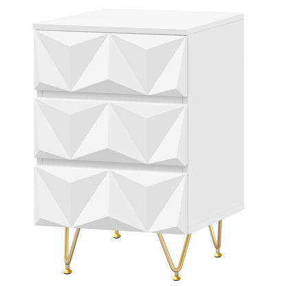 Nachtkastje - Salontafel - Bijzet - MDF - Opbergeenheid - met 3 Lades - 40x53x40cm - voor Slaapkamer - Woonkamer - Interieurdecoratie - Wit