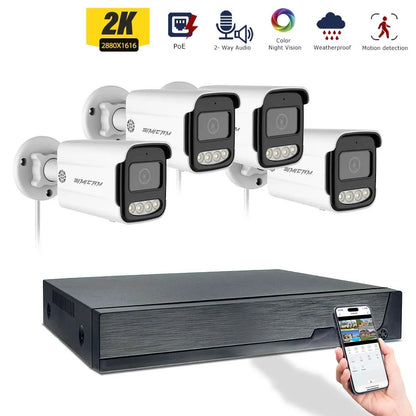 Beveiligingscamera Set – Bewakingscamera – IP Camera – CCTV Camera – Security Camera – 8-Kanaals 5MP Ultra HD – Ingebouwde 1TB Opslag – Humanoïde Bewegingsdetectie - QUORE