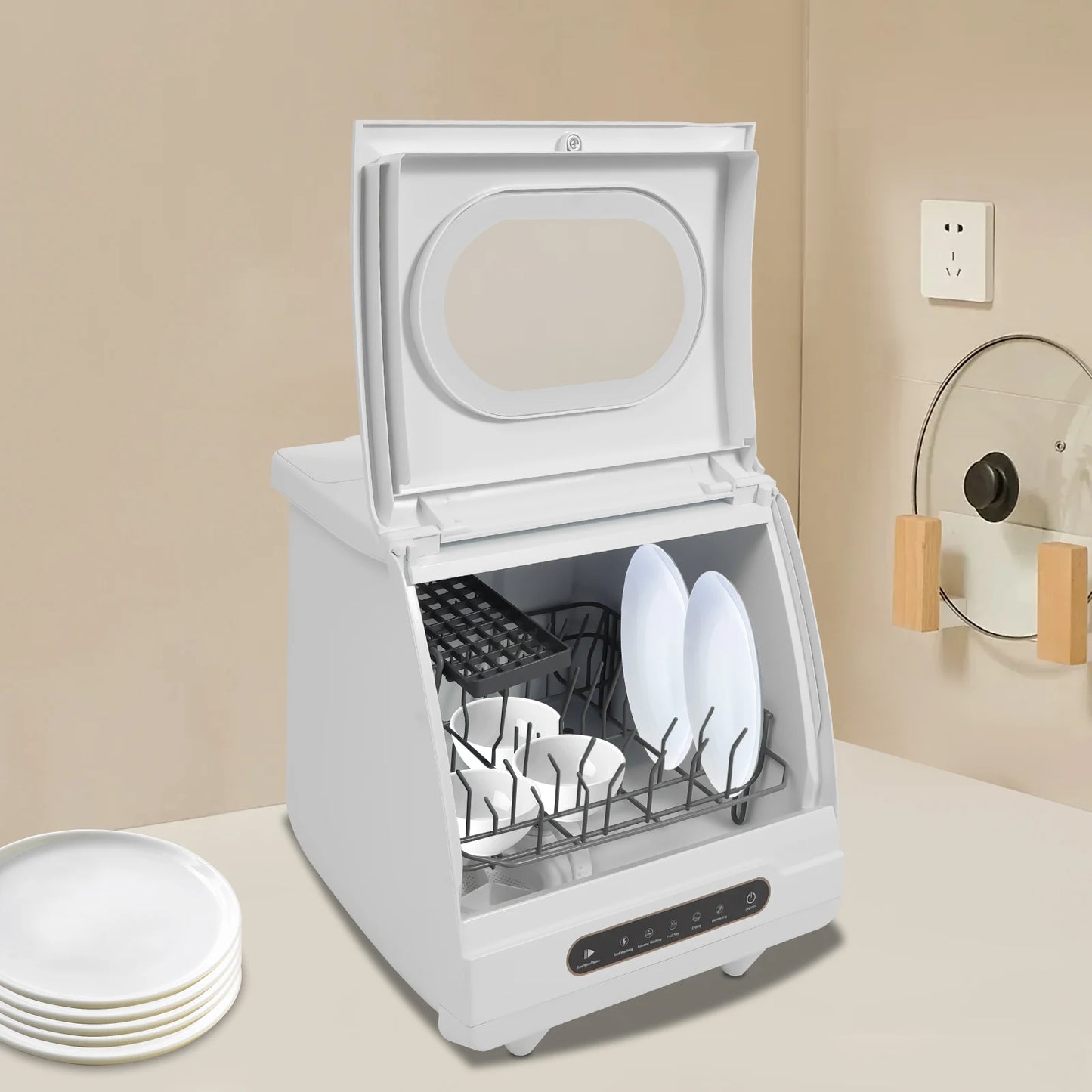 Mini Vaatwasser – Compacte Vaatwasser – Kleine Afwasmachine – Tafelmodel Vaatwasser – Desinfectie Vaatwasser – 800W Koperen Motor – Ruimtebesparend Ontwerp