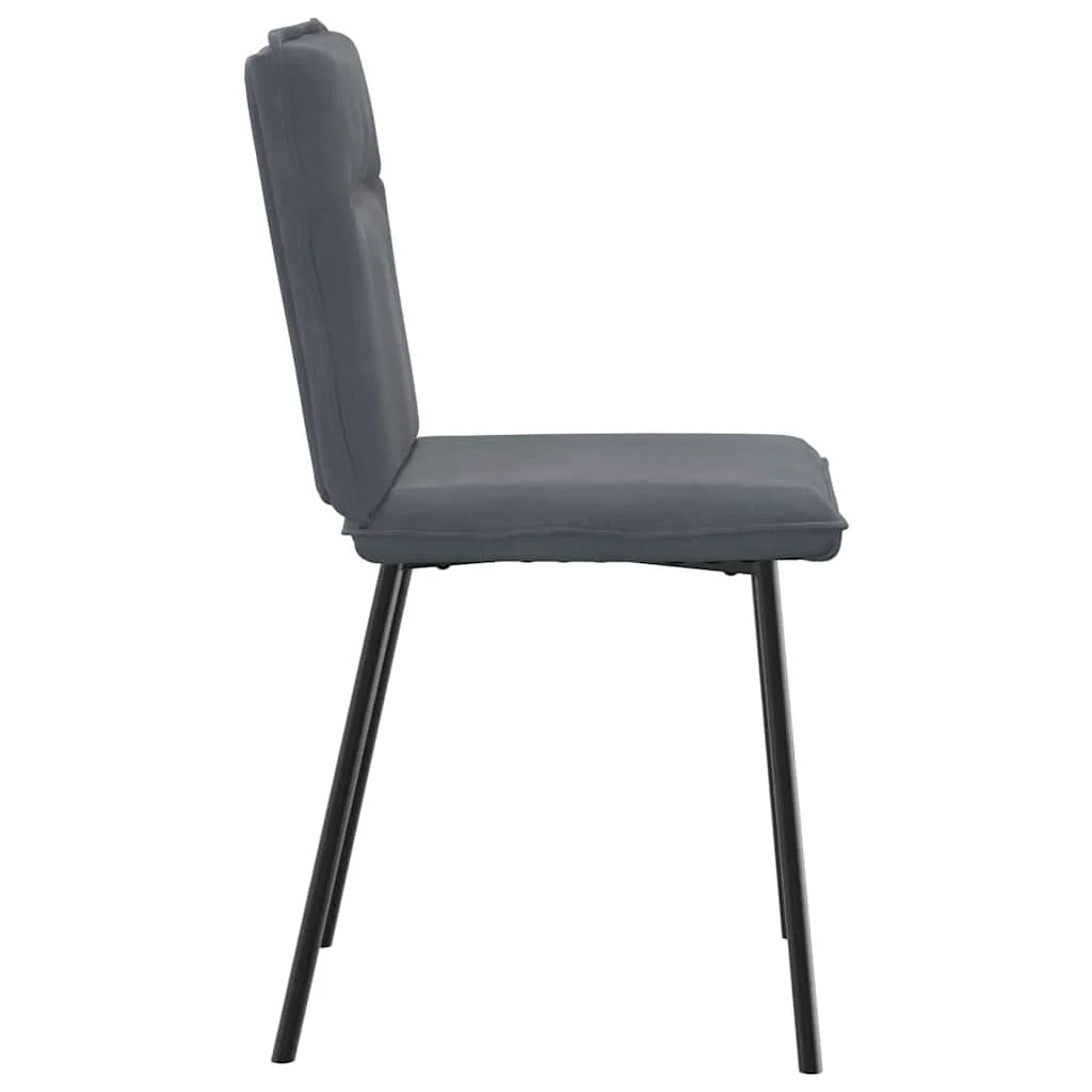 Eetkamerstoelen – Set van 2 Stoelen – Fluwelen Stoelen – Donkergrijze Stoelen – Comfortabele Zitting – Metalen Frame – Zithoogte 47 Cm