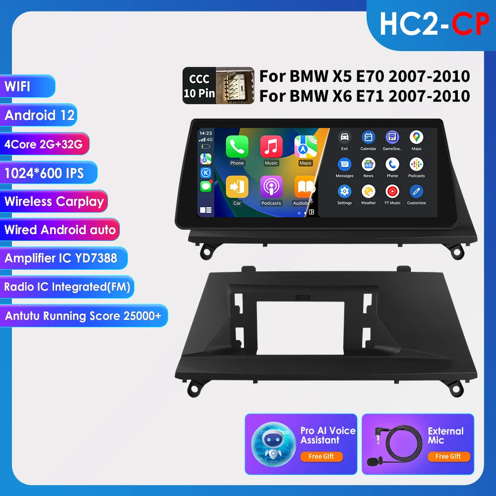 AI Intelligent Player 2 Din Android Car Radio Multimedia Video Player for BMW X5 E70 X6 E71 CCC CIC GPS Navi Carplay Auto 4G RDS