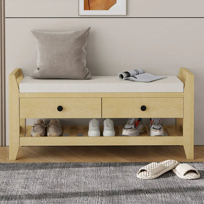 Schoenenbank – Schoenenopberger – Zitbank – Opbergbank – Comfortabel 5 Cm Kussen – MDF En PB Materialen - Geel