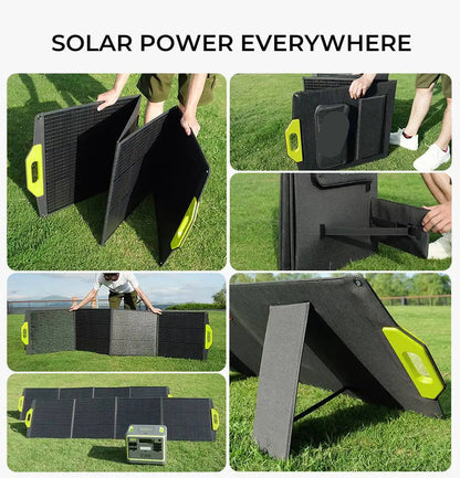 Zonnepaneel - Opvouwbaar Zonnepanelen - Zonneenergie - Sun Power - 200W -  Draagbare Zonne-energie Oplader - Hoge Cel Efficiëntie – ETFE Coating – Verstelbare Standaard – Geschikt voor Thuis, RV & Camping