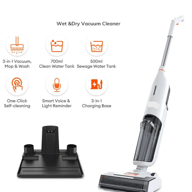 Steelstofzuiger - Vacuum Cleaner - Draadloze Stofzuiger- Kruimeldief Snoerloos - 5500Pa Zuigkracht - Handstofzuiger - Nat- en Droogreiniger - Zelfreiniging in 1 Minuut en Dubbel