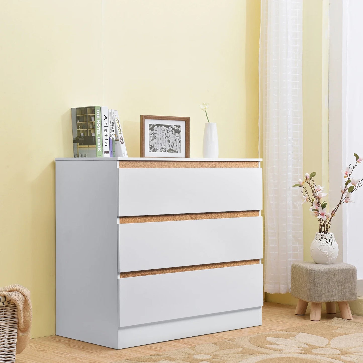 Ladenkast - Dressoir Kasten - Opbergkast - Nachtkastje - voor Slaapkamer - Studeerkamer - Woonkamer - Hal - 80 x 48 x 78 cm - Wit