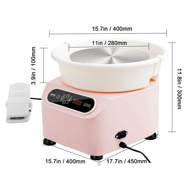 Turntable - Pottery Wheel - Turntable - Pottery Turntable - Pottery Wheel - Electric Pottery Wheel - 450W - 11inch - Ceramic Pottery Wheel - for Pottery Direct Drive DIY Art Craft - Pink