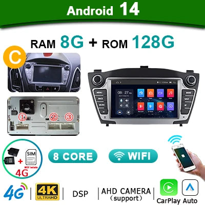 Carplay Radio – Autoradio – Multimediasysteem – Navigatiesysteem – Touchscreen – Draadloos CarPlay & Android Auto – 10,25 Inch HD Scherm – Android 14 Besturingssysteem - QUORE