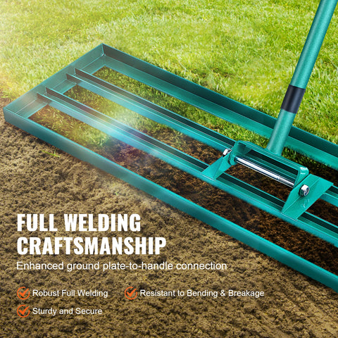 Gazonhark - Bladhark - Hark - Nivellerende Hark - Gazon Leveler  - Heavy-duty Gazonnivelleerhark - 10x30inch - met 78inch Stalen Verlengde Steel Handle - for Garden Golf Lawn Farm