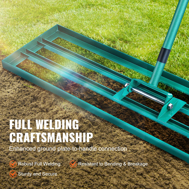 Gazonhark - Bladhark - Hark - Nivellerende Hark - Gazon Leveler  - Heavy-duty Gazonnivelleerhark - 10x30inch - met 78inch Stalen Verlengde Steel Handle - for Garden Golf Lawn Farm
