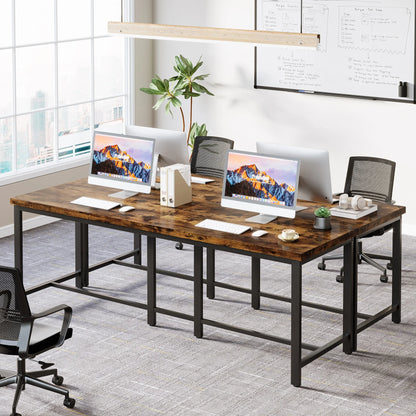 Bureau - Bureautafel - Game Bureau - 78.7" - Extra Lange Dubbele Computertafel - Werkstation voor Twee Personen – Grote Kantoor- & Studiotafel - QUORE