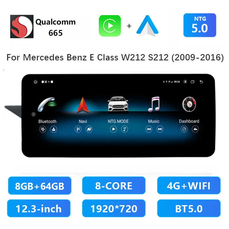 Multimedia Speler – Autoradio – CarPlay Systeem – Android Auto – Navigatiesysteem – 12,3 Inch Scherm – Snapdragon 665 Processor – Android 14 Besturingssysteem