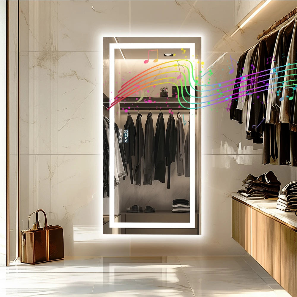 Badkamerspiegel – Spiegel Met Speaker – Led Spiegel – Anti-Fog Spiegel – Frameloos Design – Bluetooth Speaker – Driedelige Ledverlichting - 151x78cm