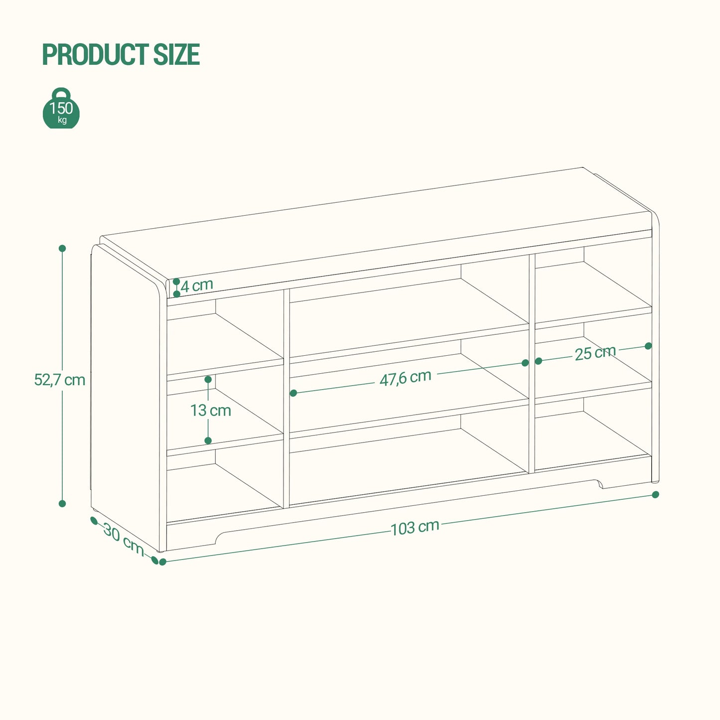 Schoenenbank - met Zitvlak en Opbergkussen - Schoenenrek met 9 Vakken - Verstelbare Planken - Minimalistisch Design - Opbergbank voor Woonkamer - Wit/Grijs - 30 x 103 x 52,7 cm - QUORE