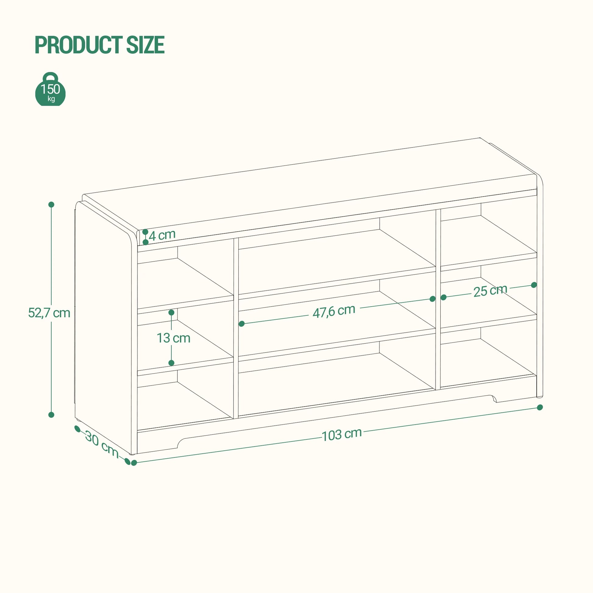 Schoenenbank - met Zitvlak en Opbergkussen - Schoenenrek met 9 Vakken - Verstelbare Planken - Minimalistisch Design - Opbergbank voor Woonkamer - Wit/Grijs - 30 x 103 x 52,7 cm - QUORE