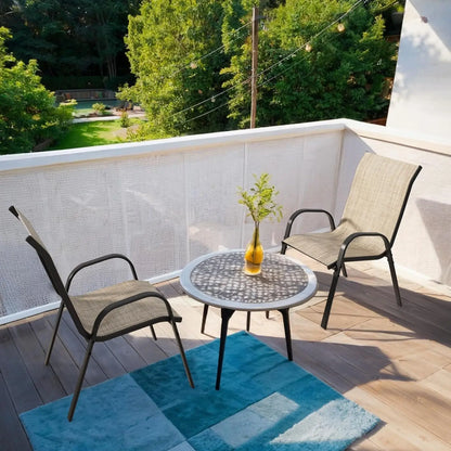 Tuinstoelen – Buitenstoelen – Stapelbare Stoelen – Tuinmeubilair – Stalen Frame – Ademend Teslin Doek