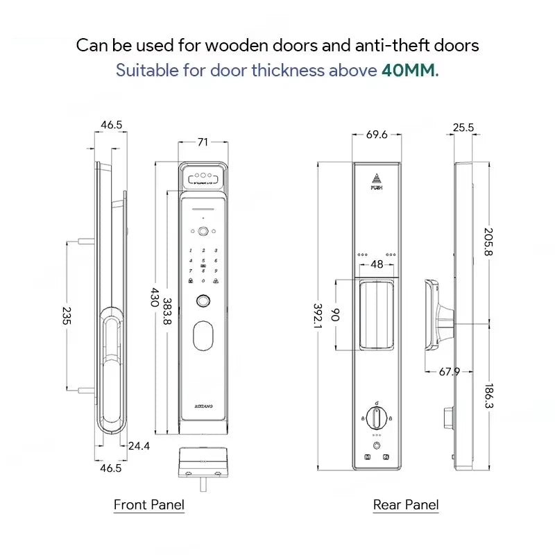 Smart Lock – Slimme Deurslot – Elektronisch Slot – Vingerafdrukslot – Digitaal Deurslot – Video Intercom – RVS Materiaal - 24x260 Insteek