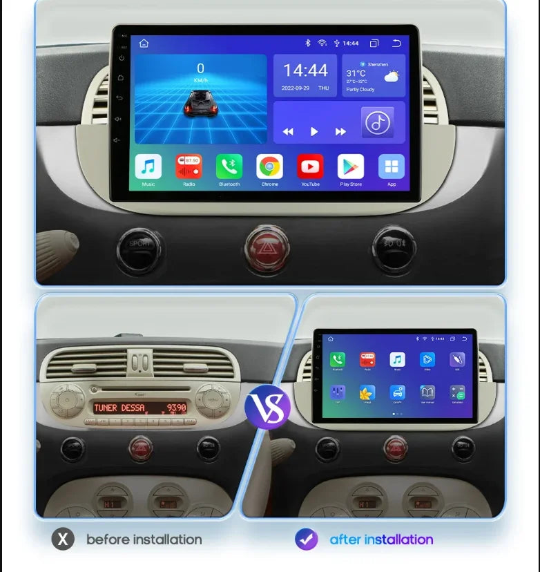 9 Inch Android Autoradio – Multimedia Speler – Auto Stereo – GPS Navigatie – Draadloos CarPlay – Android 13 Systeem – 4 GB RAM – 128 GB Opslag