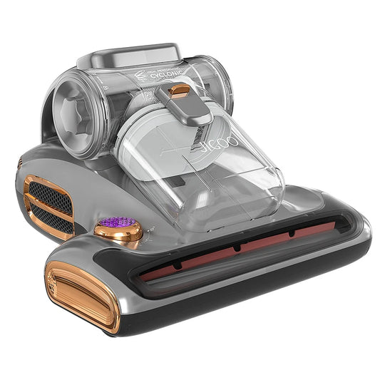 Dual-Cup Smart - Anti-Mite Cleaner Bed Vacuum - 700W - 15KPa Suction Power - Ultrasonic Tech - 99.99% Mite Removal - Dust Mite Sensor - UV Light - Gray