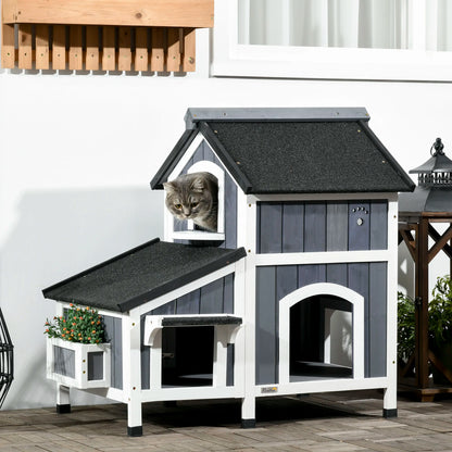 Houten Kattenhuis – Kattenhuisje – Kattenhuis Met Plantenhanger – Kattenverblijf – Ruim Ontwerp – Duurzaam Hout