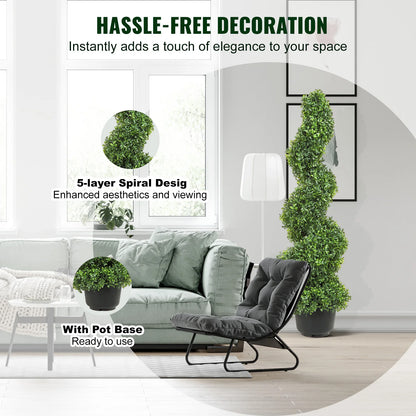 Topiary planten -1/ 2 pcs  kunstmatig planten - kunstmatig buxus - Engels buxus dubbele bal vormige - kunstmatig buxus hegpaneel - 48 inch - Groen