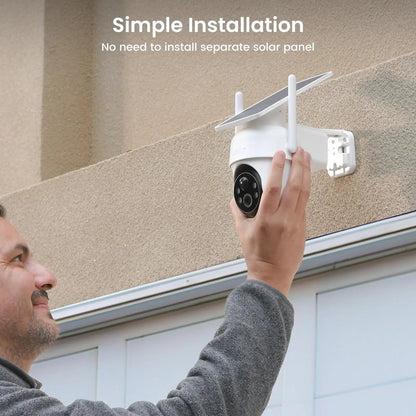 Beveiligingscamera - 2MP - Camerabewaking - Draadloos - voor Buiten - 2 Stuks - met Zonnepaneel - 360° PTZ - Nachtzicht - Humanoïde detectie - Tweerichtingsaudio - NVR Recorder - Wit