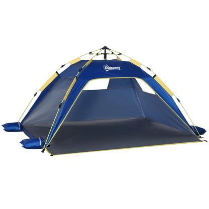 Pop-up Strandtent – 220x173x120 cm – Donkerblauw – Voor 2 Personen – Met Automatisch Vouwsysteem