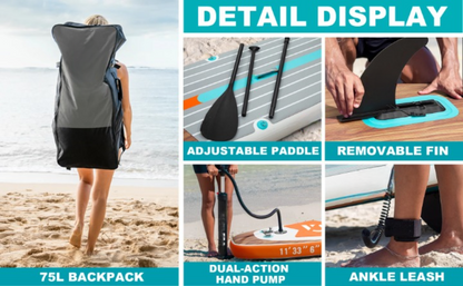 Opblaasbaar SUP-Board – Paddle Board – Stand Up Paddle – Waterdicht – Lichtgewicht – 335x84x15 Cm – Max Draagkracht 158 Kg - Houtkleur