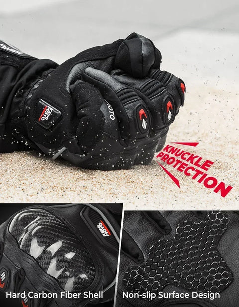 Heated Gloves - Electric Gloves - Winter Leather Gloves - Rechargeable Heated Gloves - Waterproof Gloves - Winter Moto Heated Gloves - For Motorcycle, Ski Camping - Leather - Extra Large