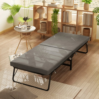 Inklapbaar Logeerbed – Opvouwbaar Bed – Gastbed – Extra Bed – Verstelbare Rugleuning – 7 Cm Schuimmatras – Draagvermogen 120 Kg - 70x190 cm