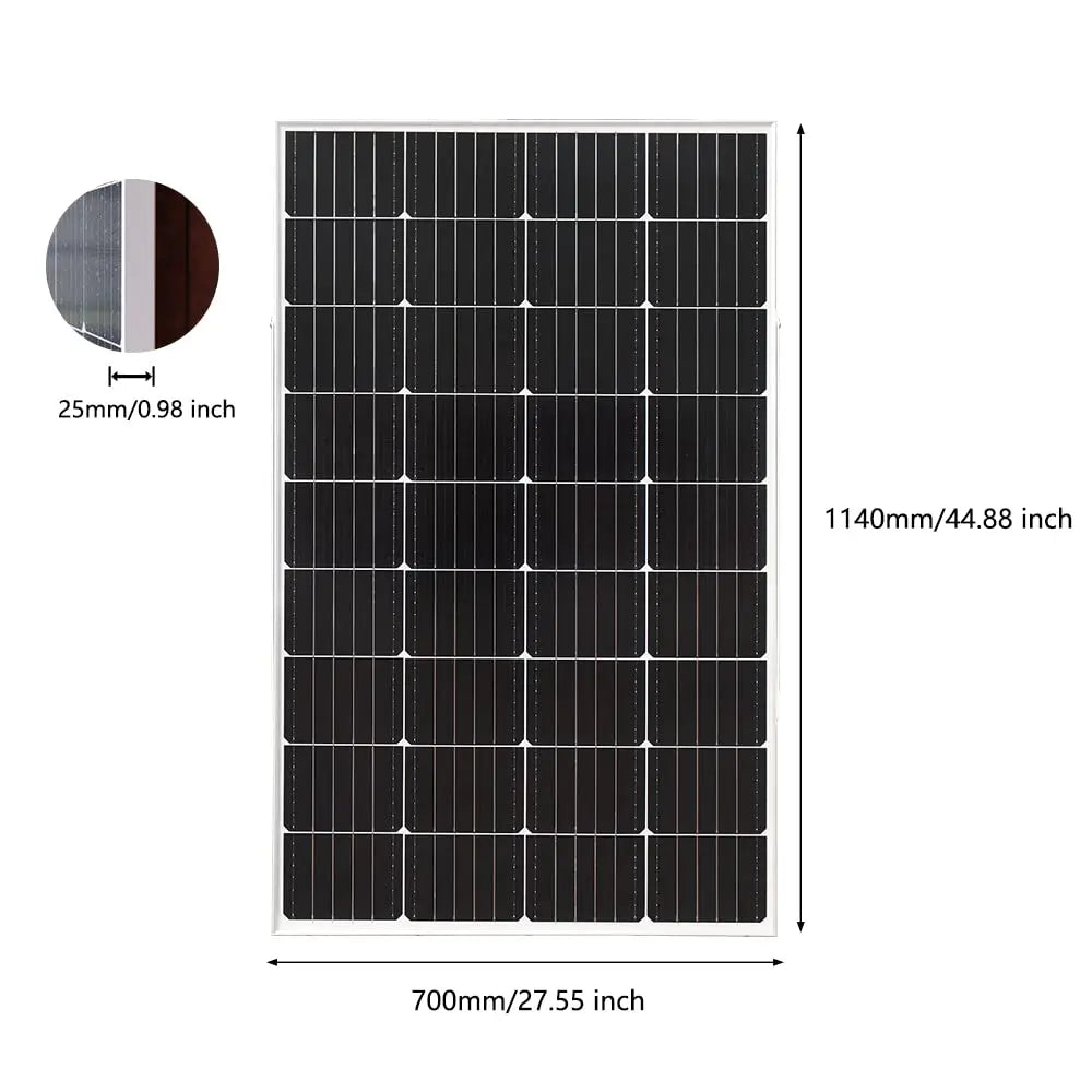 Zonnepaneel - Zonnepanelen - Monokristallijn - 150W - Waterdicht IP65  - Voor Balkon, Camper & Off-grid Systeem - Breed Inzetbaar - QUORE