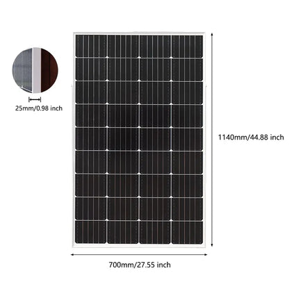 Zonnepaneel - Zonnepanelen - Monokristallijn - 150W - Waterdicht IP65  - Voor Balkon, Camper & Off-grid Systeem - Breed Inzetbaar - QUORE