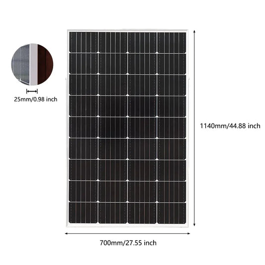 Zonnepaneel - Zonnepanelen - Monokristallijn - 200W - Waterdicht IP65  - Voor Balkon, Camper & Off-grid Systeem - Breed Inzetbaar - QUORE