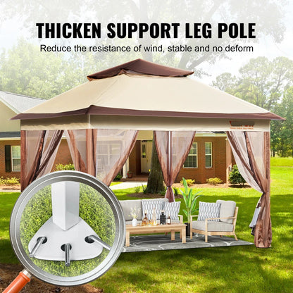 Gazebo Pop-Up Tent - Tuinpaviljoen - Kampeertent - Overkapping - Paviljoen - Opvouwbare Partytent - Tenten - Waterdichte - 10x13ft - voor Buiten
