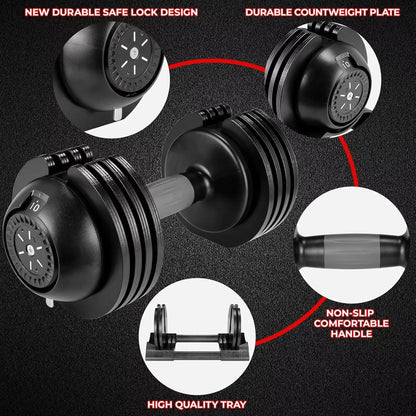 Verstelbare Dumbbells – Verstelbare Halters – Gewicht Dumbbells – Krachttraining Gewichten – Fitness Handgewichten – 1,5-10 kg Instelbaar – Duurzaam Staal & Antislip Handvat