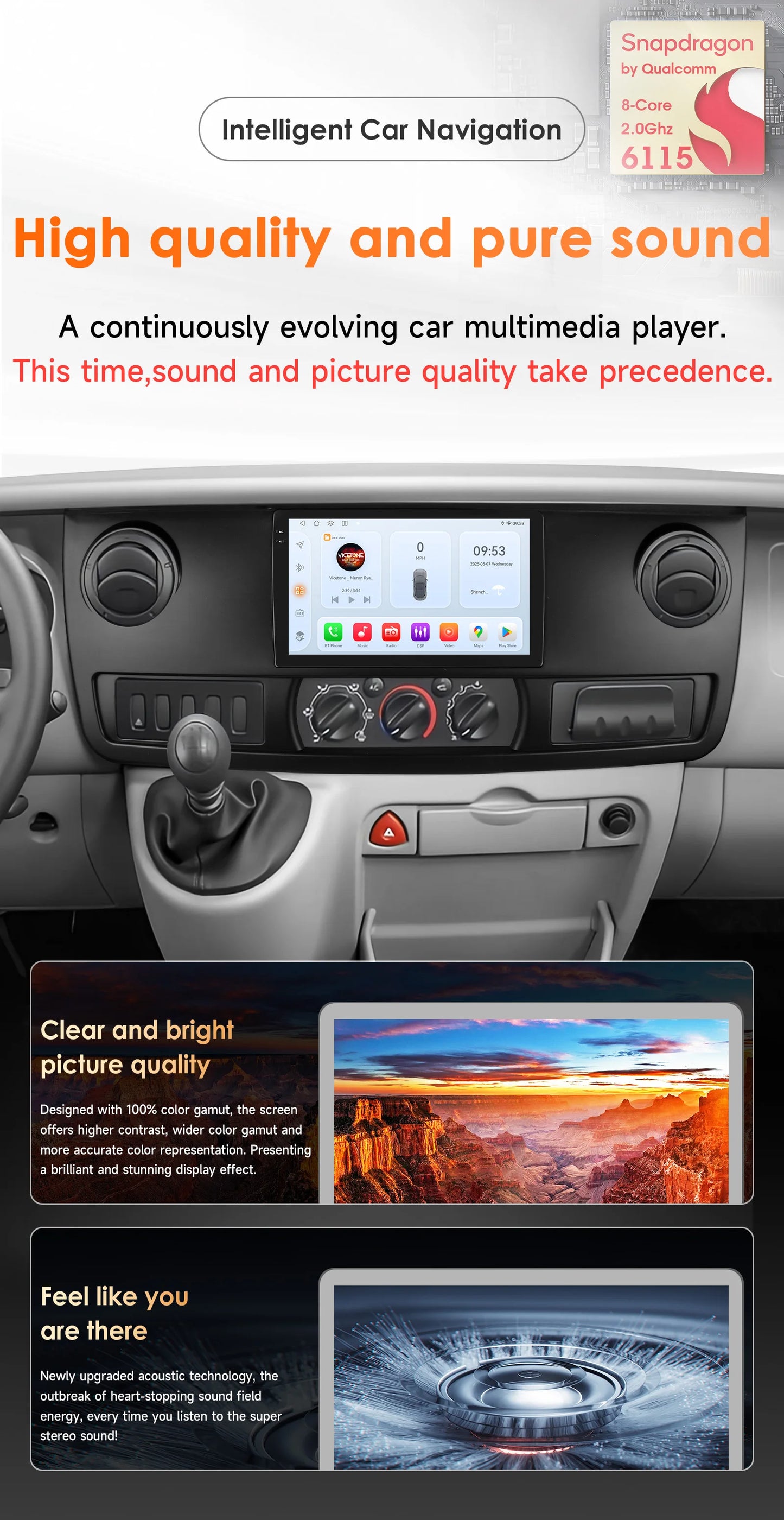 Multifunctionele Android Autoradio – Multimedia Speler – GPS Navigatie – Carplay Systeem – RDS Radio – Renault Master 2003-2011 – 10,1-Inch QLED Touchscreen – 8-Core 8GB RAM 128GB Opslag