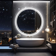 Badkamerspiegel - Badkamerspiegel met Verlichting - Wandmontage - Rond - 3 Kleurinstellingen - Anti-condens Spiegel - 24W - 1000-5500LM - IP44 Waterdicht - Input Voltage 220V/5A - Output Voltage 12V/3A - 60x60cm -  Zilver