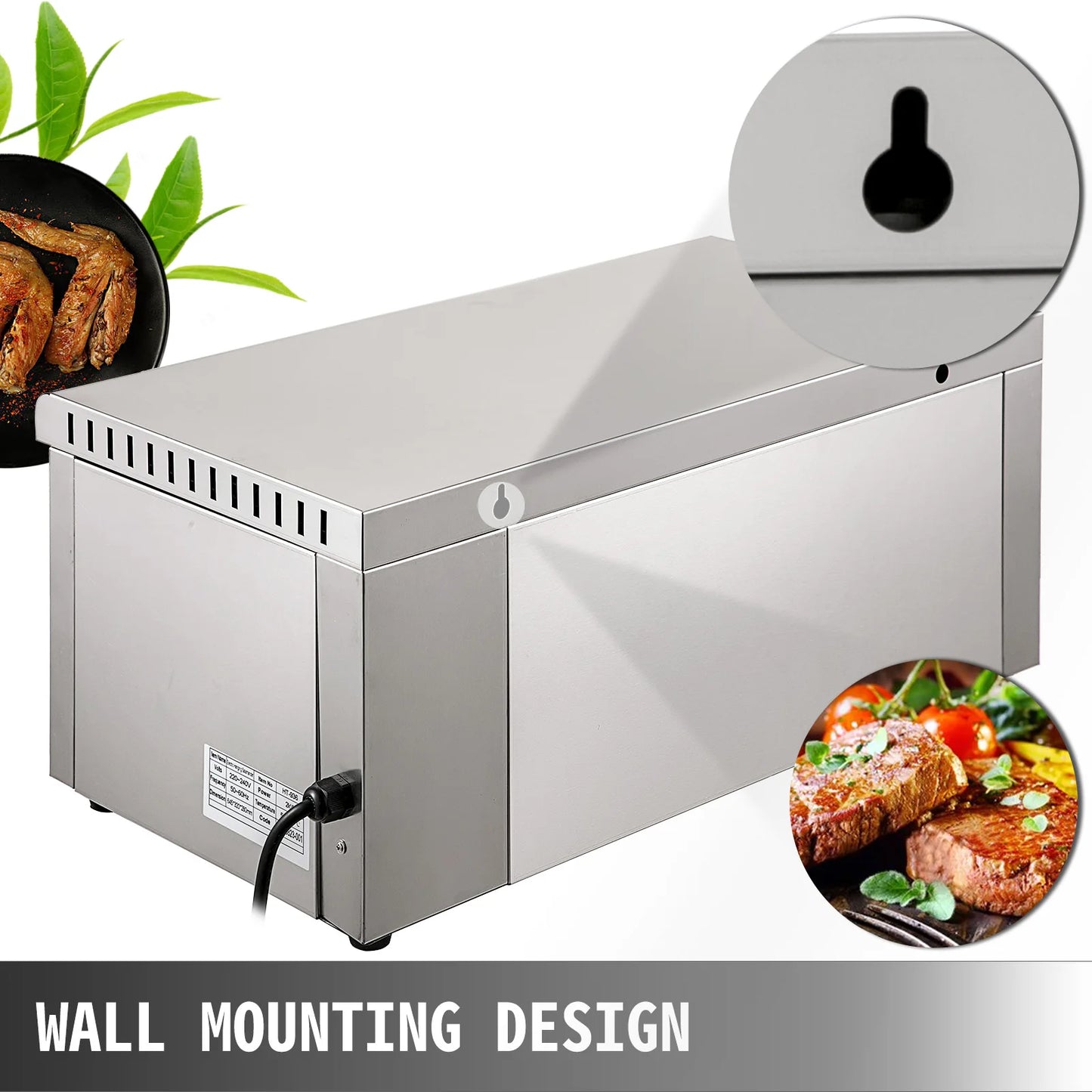 Salamander Grill – Elektrische Grill – Grilloven – Bovenverwarmer – Roestvrij Staal – Temperatuurregelaar 50-300°C – Verstelbaar Rooster