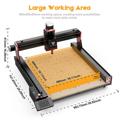 TWOTREES TTC450 Pro CNC Router Machine 4 AxisDIY Woodworking Cutting Screen UI Upgrade Support Switching Laser Mode 460*460*80mm