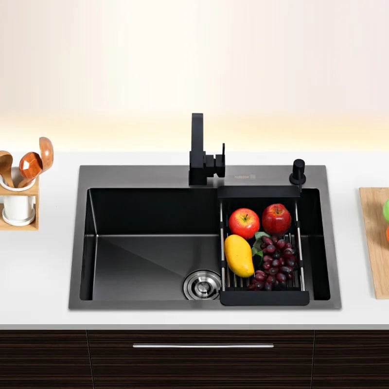 small kitchen sink above counter or udermount vegetable washing basin sink kitchen black stainless steel seamless welding pia
